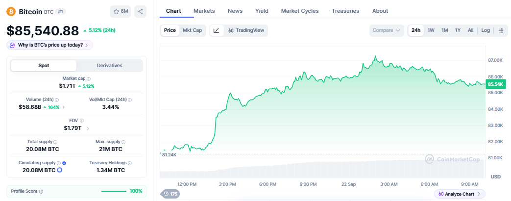 bitcoin crosses 85,000 dollar mark 