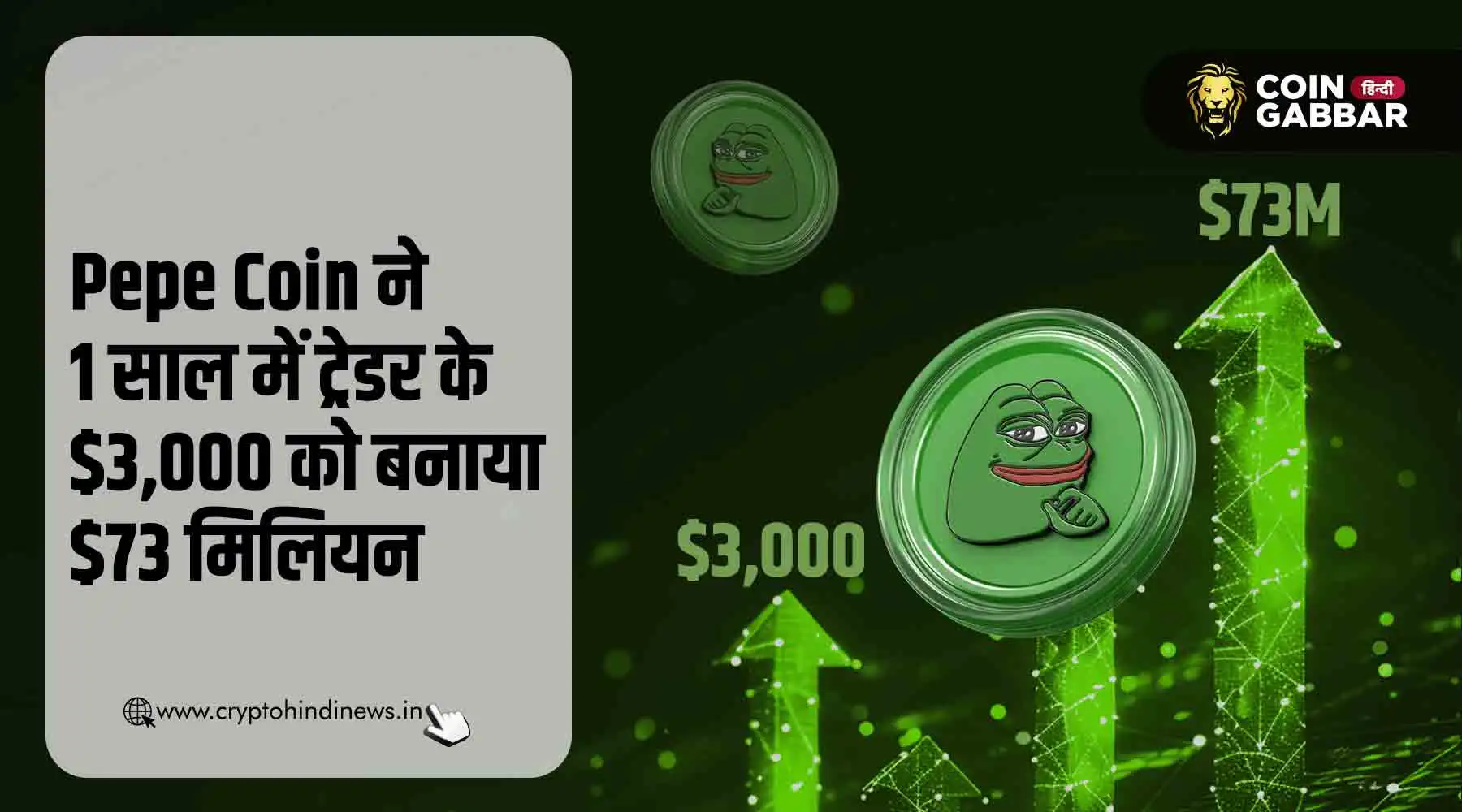 Pepe Coin का कमाल, 1 साल में $3,000 को बनाया $73 मिलियन