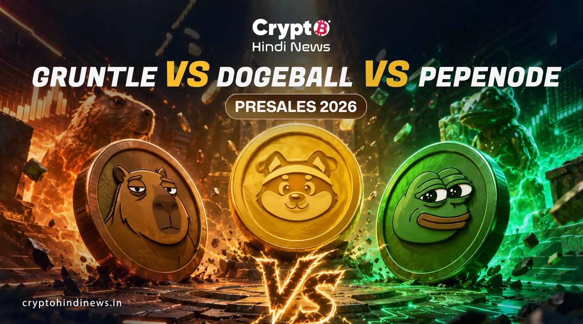  Gruntle vs DOGEBALL vs PEPENODE Crypto Presales