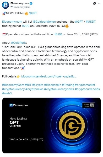 Gold Park Token (GPT) Listing on Biconomy