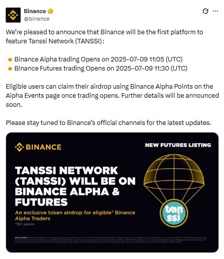 Tanssi Network listing on Binance, Airdrop पाने का मौका