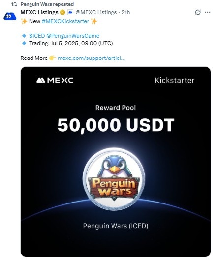 Penguin Wars listing on MEXC, गेम खेलकर अर्न करे