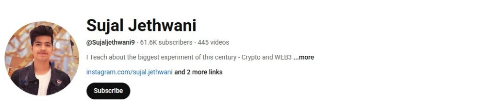 Sujal Jethwani- Best Crypto Influencer of India