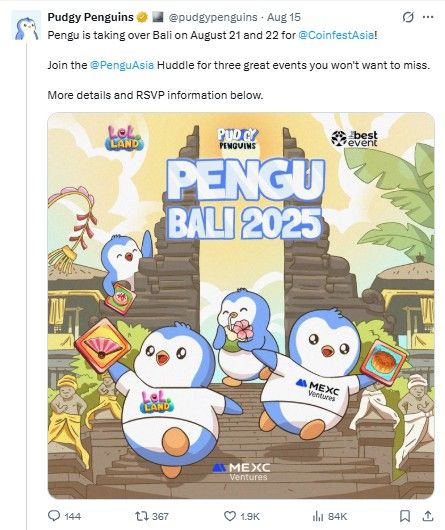 Pengu Bali 2025 Event, बाली में Pudgy Penguin मचाएगा धमाल