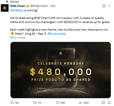 BNB Chain’s 5th Anniversary, पाएं हर हफ्ते नए प्राइज 