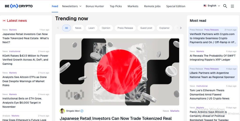 Best Crypto News Websites BeInCrypto