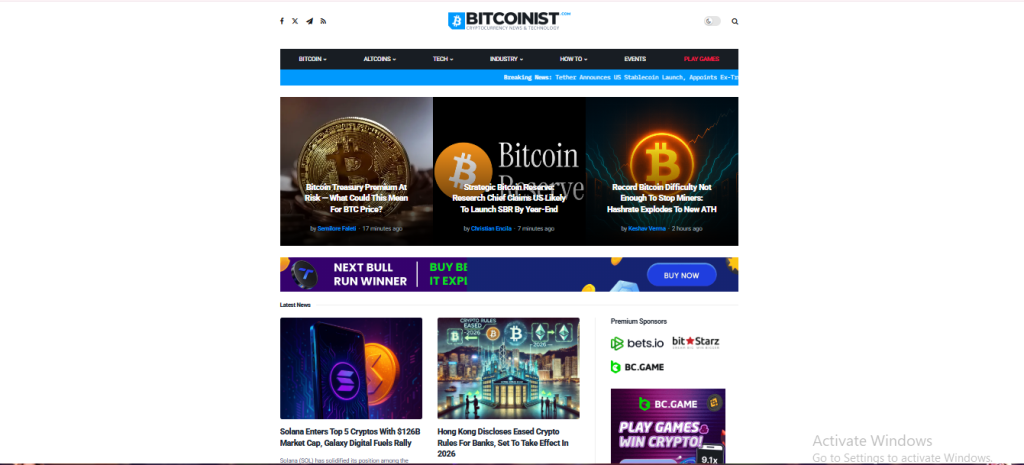Best Crypto News Websites BITCOINIST Magazine