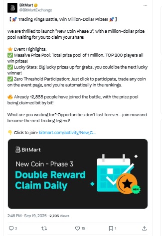 BitMart New Coin Phase 3 - BitMart X Post