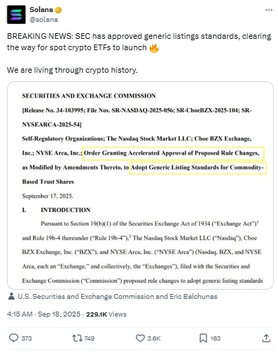 Crypto ETF - Solana X Post