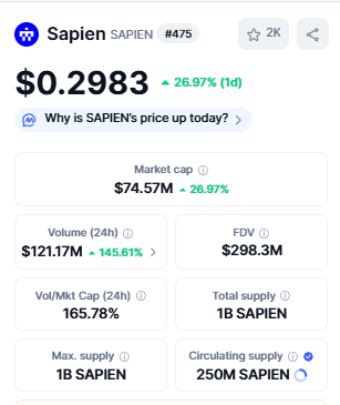 Top Crypto Gainers Sapien