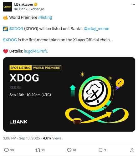 XDOG Listing on LBank - LBank X Post