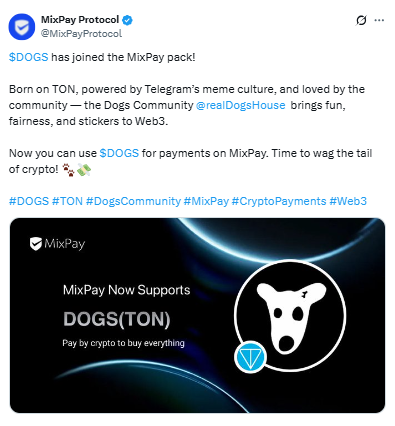 $DOGS Token के ज़रिए करें अब MixPay पर डिजिटल पेमेंट