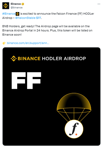 Binance का Falcon Finance HODLer Airdrop जल्द होगा लॉन्च