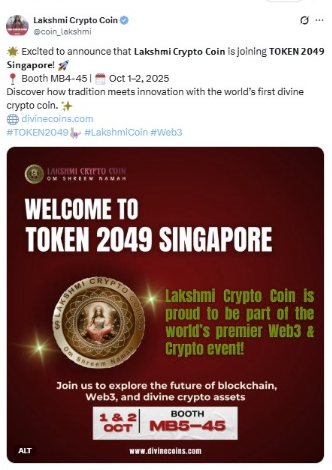 Lakshmi Crypto Coin होगा TOKEN 2049 Singapore में शामिल