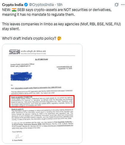 SEBI का बयान, Crypto Assets न Securities है न ही Derivatives