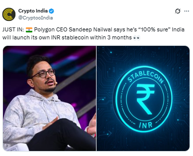 Polygon CEO का बयान, भारत में INR Stablecoin Launch की संभावना