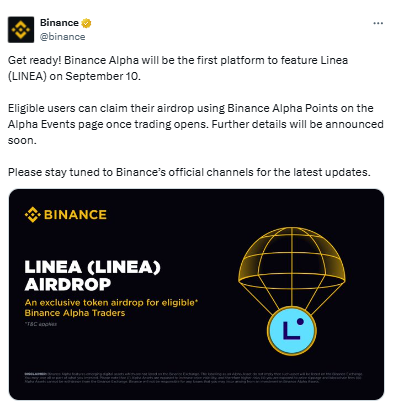 Linea Airdrop on Binance Alpha, कब होगा और कैसे करें क्लेम