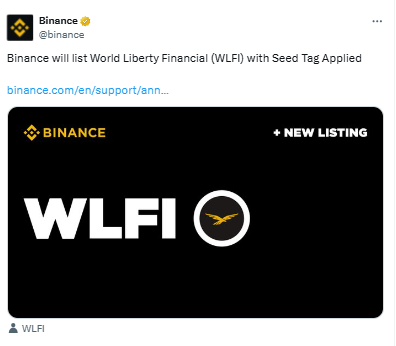 World Liberty Financial (WLFI) Listing on Binance, जानें समय