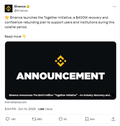 Binance $400 Million Together Initiative