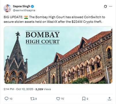 CoinSwitch - Sapna Singh X Post