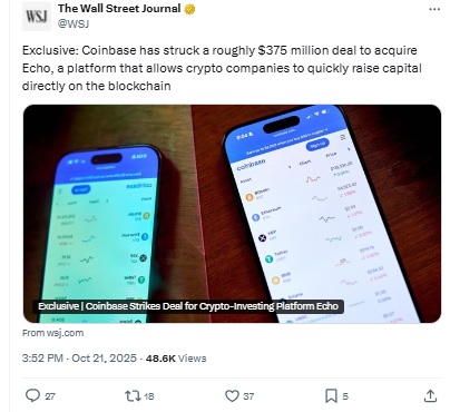 Coinbase - The Wall Street Journal X Post