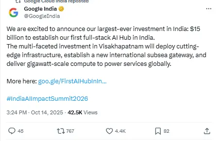Google Highest Investment in India