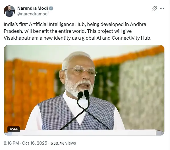 PM Modi About India's First AI Hub