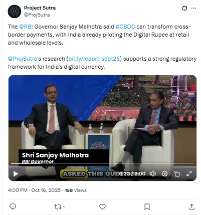 RBI Governor - Project Sutra X Post
