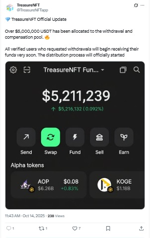Treasure NFT Withdrawal X Post