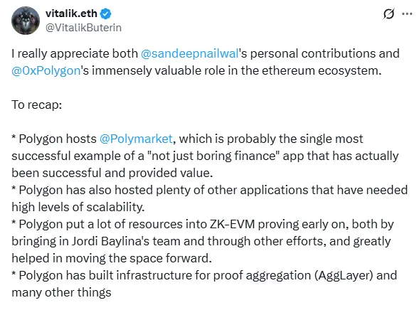 Vitalik Buterin's Reply to Polygon Founder