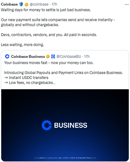 Coinbase Business Tools से तुरंत करें ग्लोबल पेमेंट, कोई चार्जबैक नहीं