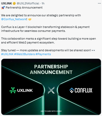 UXLINK Conflux Partnership, Web3 पेमेंट्स के लिए बड़ा कदम