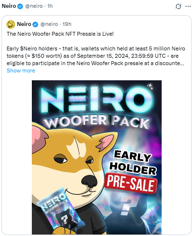 Neiro Woofer Pack Presale शुरू, NFT शौकीनों के लिए खुशखबरी
