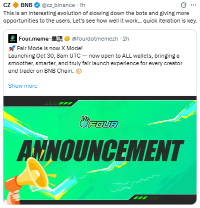 Four.meme X Mode हुआ लाइव, BNB Chain पर अब बॉट्स का गेम ओवर