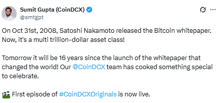 Bitcoin Whitepaper की 16वीं सालगिरह, जिसने बदल दी Crypto की दुनिया