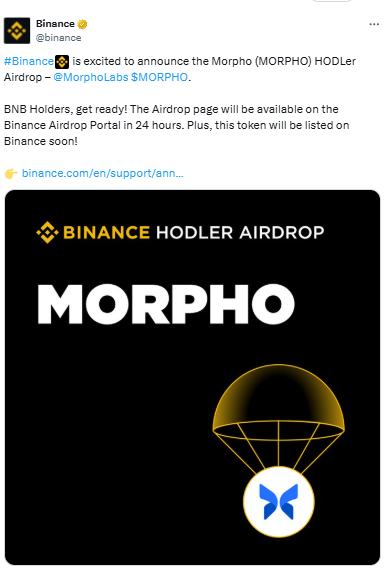 MORPHO HODLer Airdrops on Binance, जानें डेट और टाइम 