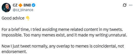 Binance Founder CZ ने क्यों कहा, अब नहीं बनाऊँगा Meme Tweets 