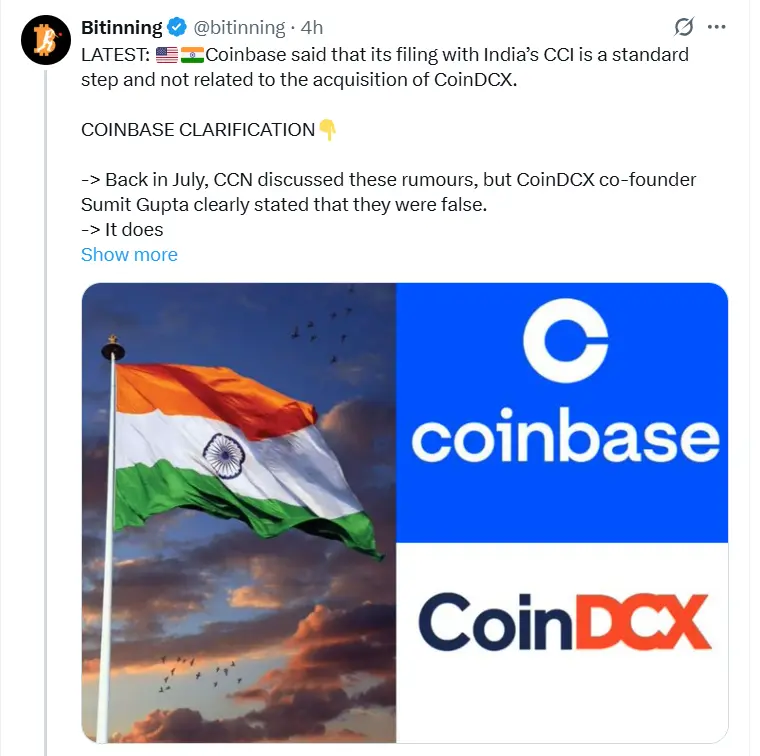 Coinbase CoinDCX Deal Clarification