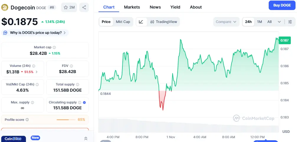 Dogecoin Price Prediction 1 November 2025