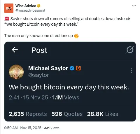 Michael Saylor Denies rumours about bitcoin selling