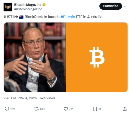 Blackrock will Launch Bitcoin ETF in Australia