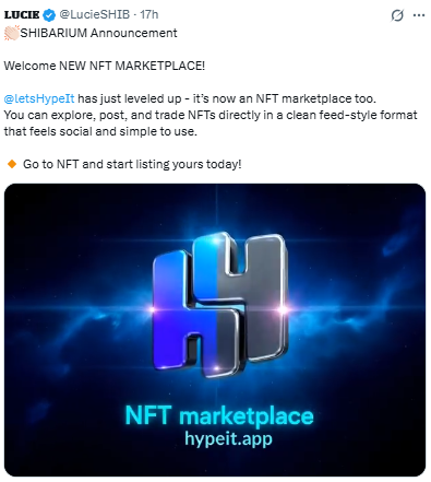 Shiba Inu का Web3 में अगला कदम, HypeIt NFT Marketplace लाइव