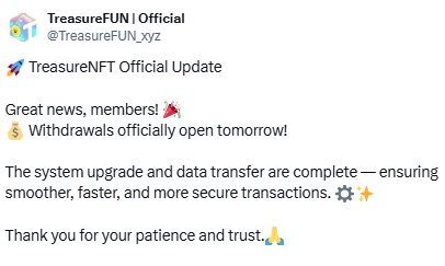 Treasure NFT Withdrawal में आया बदलाव, कल से शुरू होगी विड्रॉल प्रोसेस